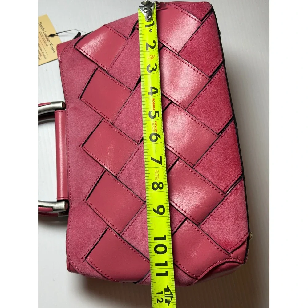 Patricia Nash Novara Satchel Petal Pink Leather Suede Weave Crossbody Bag OS